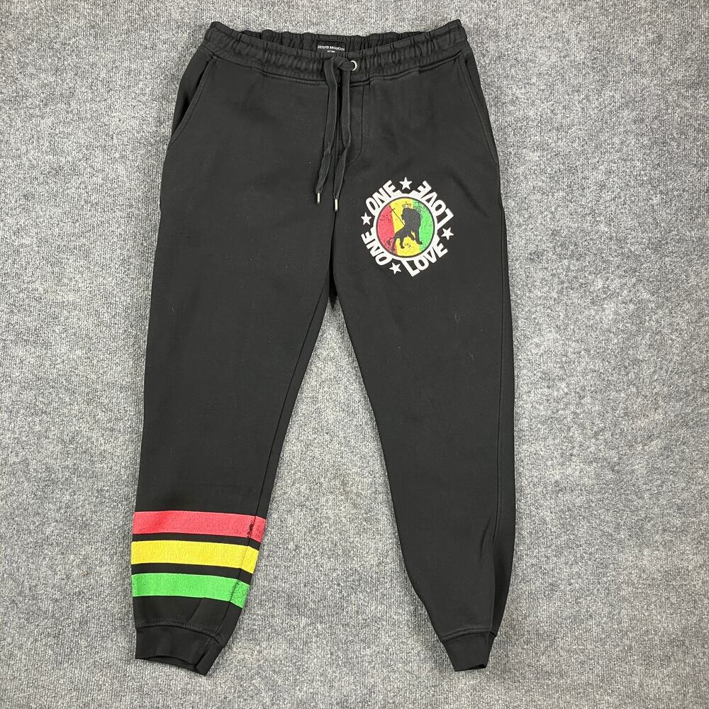 Defend Brooklyn Sweatpants Mens 2XL Black One Love Graphic Jogger Rasta Style